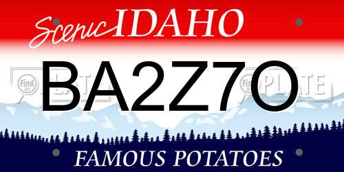 BA2Z7O Idaho License Plate