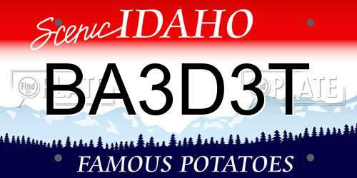 BA3D3T Idaho License Plate