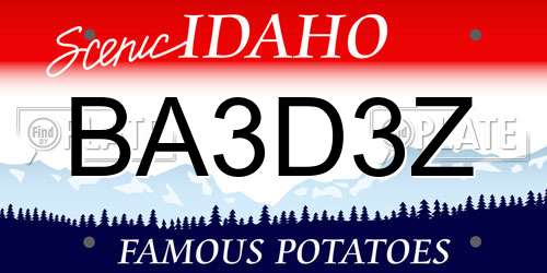 BA3D3Z Idaho License Plate