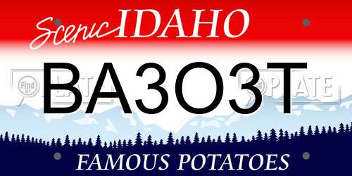 BA3O3T Idaho License Plate
