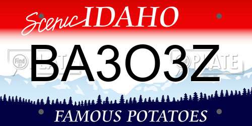 BA3O3Z Idaho License Plate