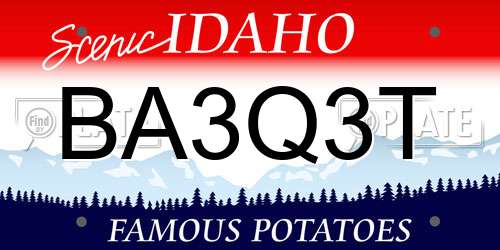 BA3Q3T Idaho License Plate