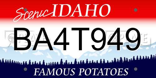 BA4T949 Idaho License Plate