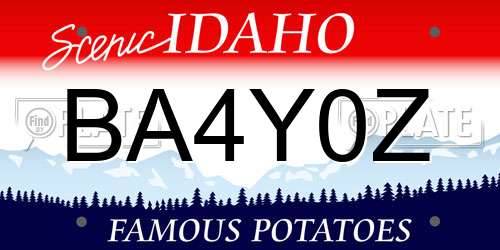BA4Y0Z Idaho License Plate