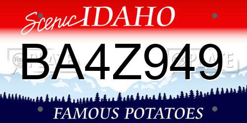 BA4Z949 Idaho License Plate