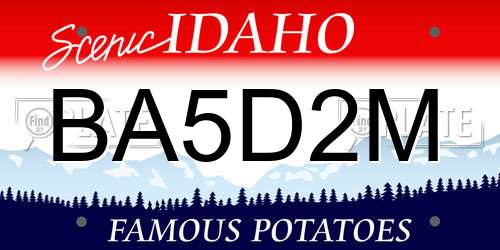 BA5D2M Idaho License Plate