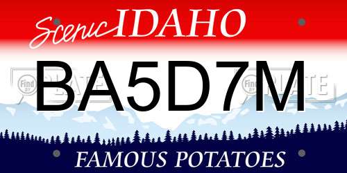 BA5D7M Idaho License Plate