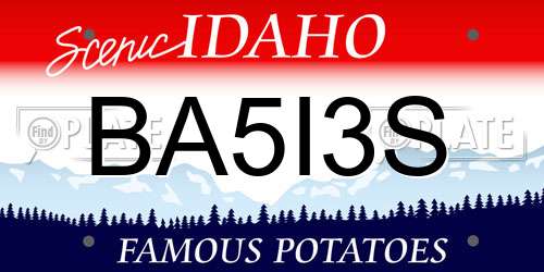 BA5I3S Idaho License Plate