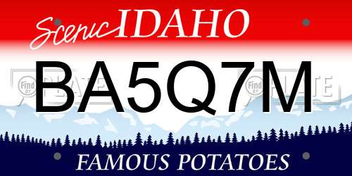 BA5Q7M Idaho License Plate