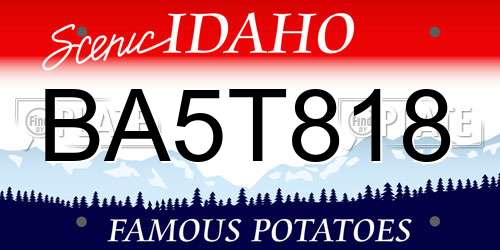 BA5T818 Idaho License Plate