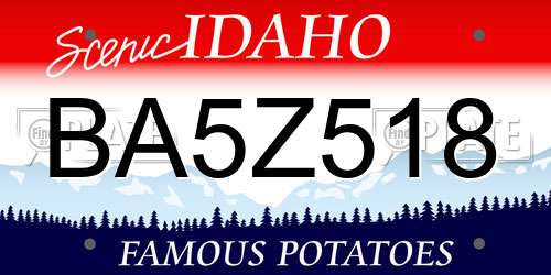 BA5Z518 Idaho License Plate
