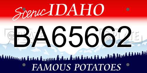 BA65662 Idaho License Plate