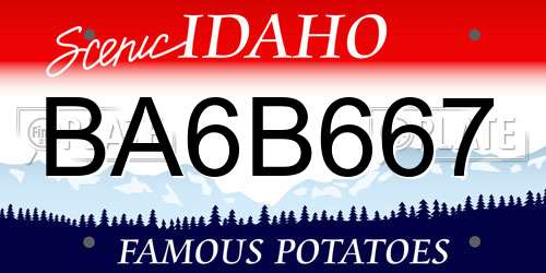 BA6B667 Idaho License Plate