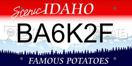 BA6K2F Idaho License Plate