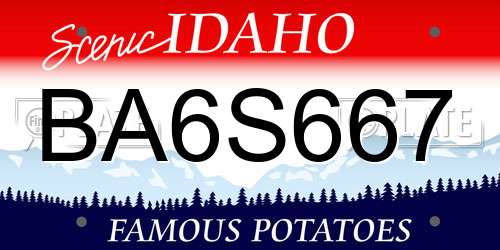 BA6S667 Idaho License Plate