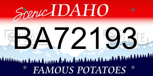 BA72193 Idaho License Plate
