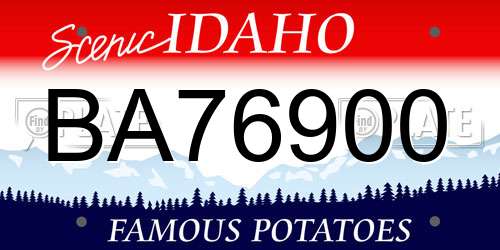 BA76900 Idaho License Plate