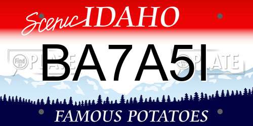 BA7A5I Idaho License Plate