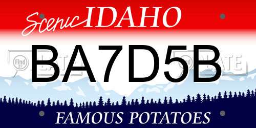 BA7D5B Idaho License Plate