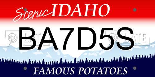 BA7D5S Idaho License Plate