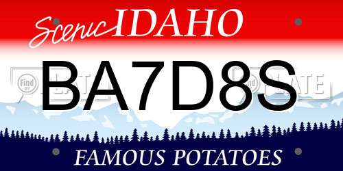 BA7D8S Idaho License Plate