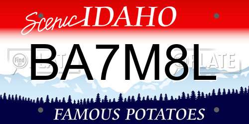 BA7M8L Idaho License Plate