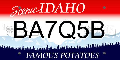BA7Q5B Idaho License Plate