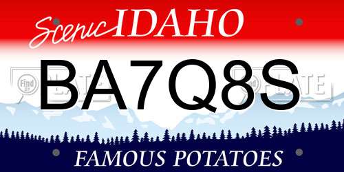 BA7Q8S Idaho License Plate