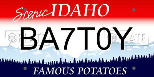 BA7T0Y Idaho License Plate