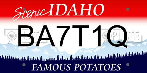 BA7T1Q Idaho License Plate