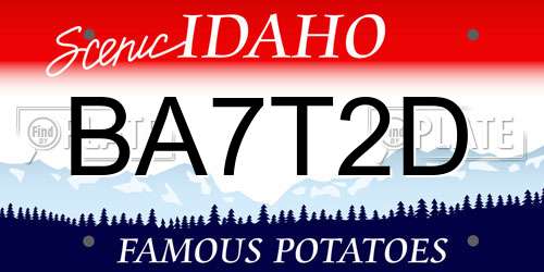 BA7T2D Idaho License Plate