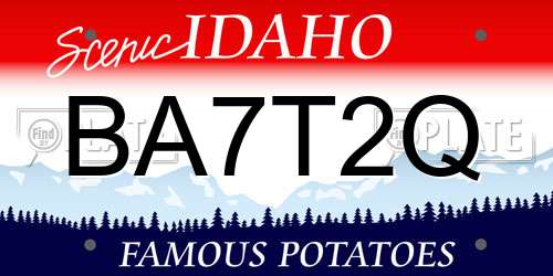 BA7T2Q Idaho License Plate