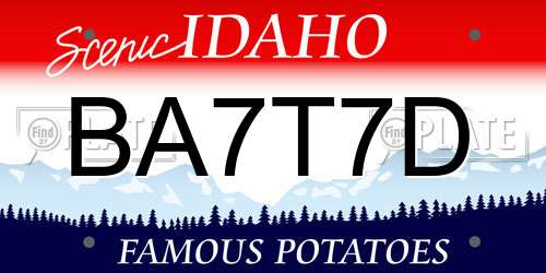 BA7T7D Idaho License Plate