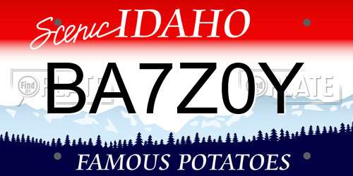 BA7Z0Y Idaho License Plate