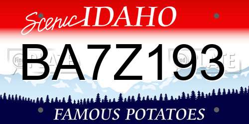 BA7Z193 Idaho License Plate