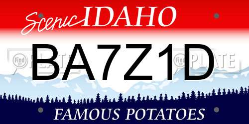 BA7Z1D Idaho License Plate