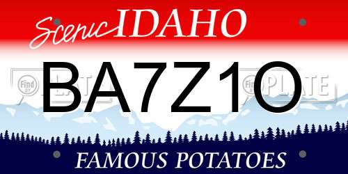 BA7Z1O Idaho License Plate