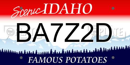 BA7Z2D Idaho License Plate