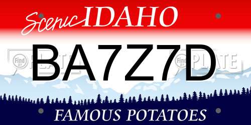 BA7Z7D Idaho License Plate