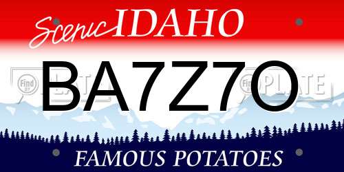BA7Z7O Idaho License Plate