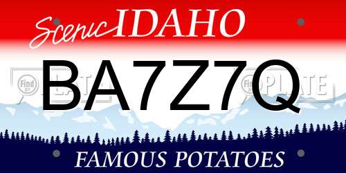 BA7Z7Q Idaho License Plate