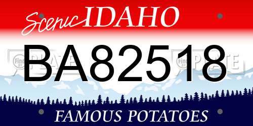 BA82518 Idaho License Plate
