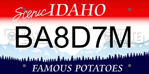 BA8D7M Idaho License Plate