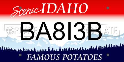 BA8I3B Idaho License Plate