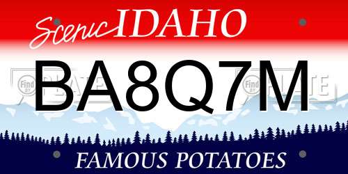 BA8Q7M Idaho License Plate