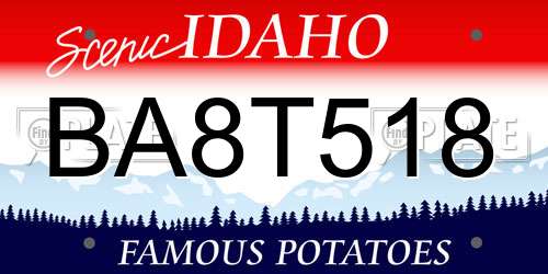 BA8T518 Idaho License Plate