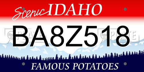 BA8Z518 Idaho License Plate