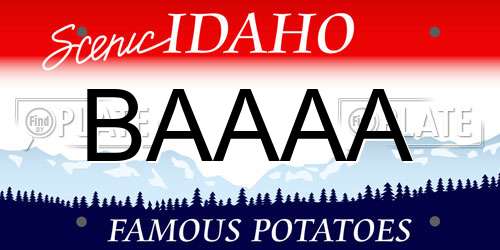 BAAAA Idaho License Plate