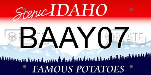 BAAY07 Idaho License Plate
