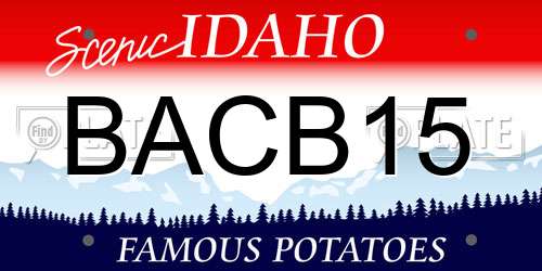 BACB15 Idaho License Plate